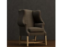 Straight back wing chair 3d preview