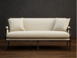 Classic two-seater settee 3d model preview