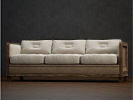 Classic three cushion couch 3d model preview