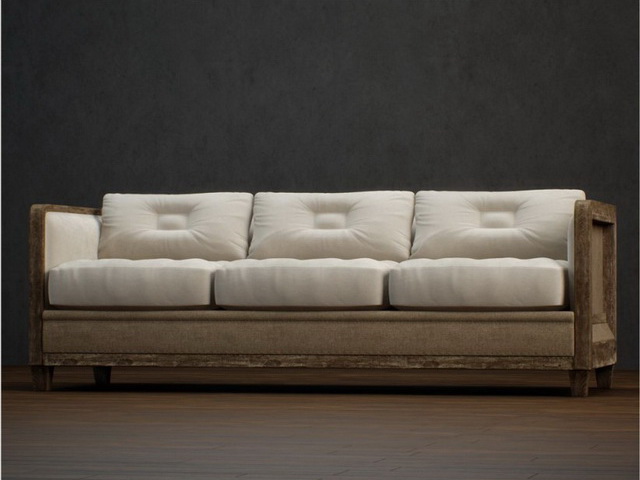 Classic three cushion couch 3d rendering