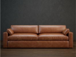 2 seater upholstered leather couch 3d model preview