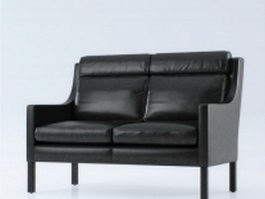 Leather settee loveseat 3d model preview