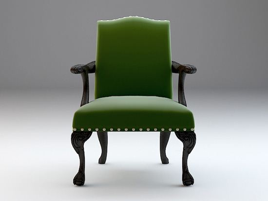 Antique upholstered armchair 3d rendering