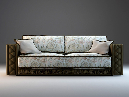 Luxurious 2 seater fabric sofa 3d rendering