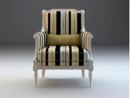 Upholstered French wing back chair 3d preview