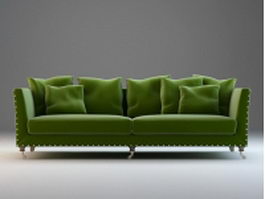 Classic upholstered fabric couch set 3d preview