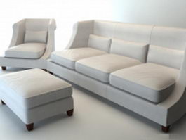 Classic fabric sofa set 3d model preview