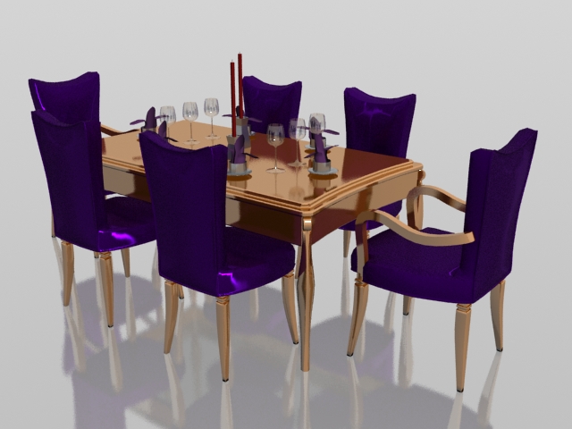 Luxurious dining set 3d rendering