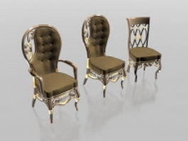 Upholstered classic chair set 3d preview
