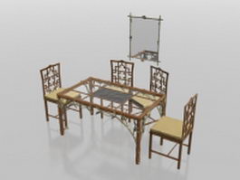 4 seater antique tea table set 3d preview