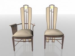 High-back upholstered chair 3d preview