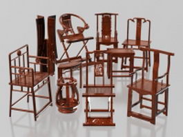 Collection of Chinese traditional chair 3d preview