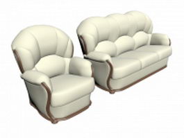 Upholstered white classic luxury sofa 3d model preview