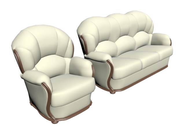 Upholstered white classic luxury sofa 3d rendering