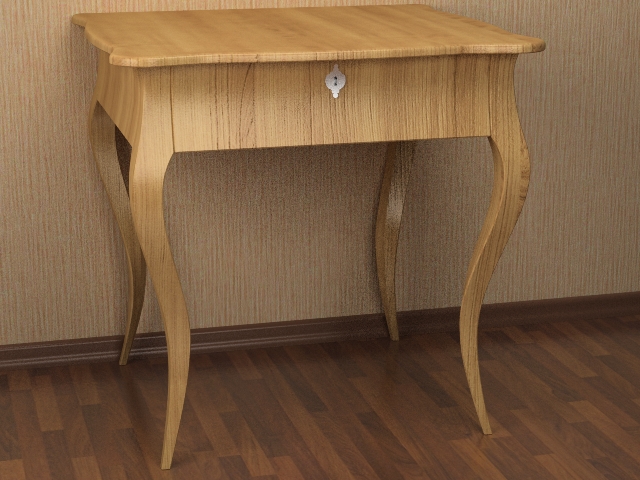 Wood side console table 3d rendering