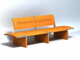 Wood patio bench 3d model preview