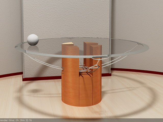 Glass and wood coffee table 3d rendering