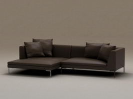 Black fabric sofa set 3d model preview