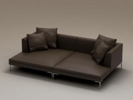 Black fabric sectional loveseat 3d preview