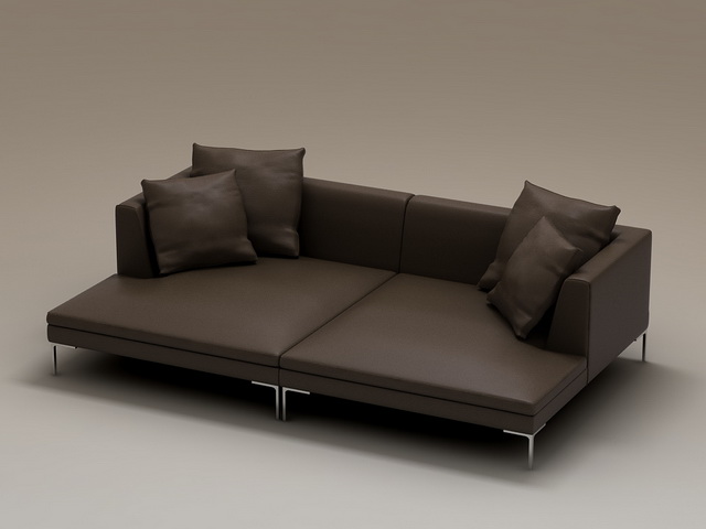 Black fabric sectional loveseat 3d rendering