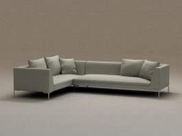 White fabric sofa set 3d preview