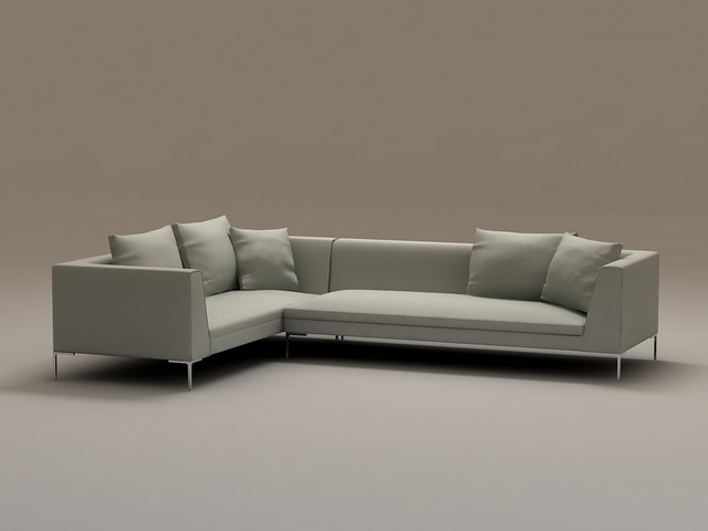 White fabric sofa set 3d rendering