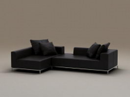 2-piece leather sofa set 3d model preview