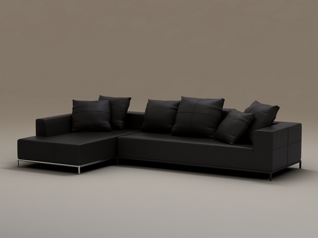 2-piece leather sectional sofa 3d rendering