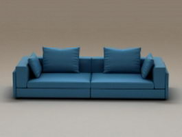 Blue fabric sectional loveseat 3d model preview