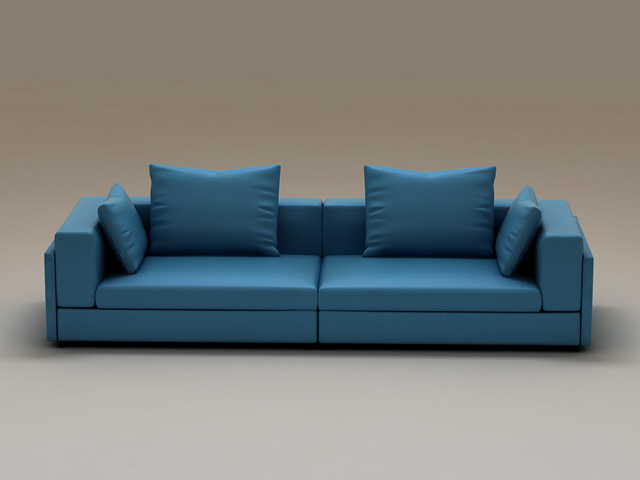 Blue fabric sectional loveseat 3d rendering