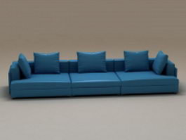 3 seater blue fabric sectional sofa 3d model preview