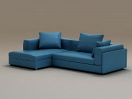 Blue corner sectional sofa 3d model preview