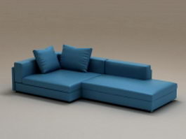 Blue combination corner sofa 3d preview