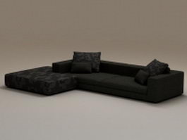 Black fabric sectional sofa 3d preview
