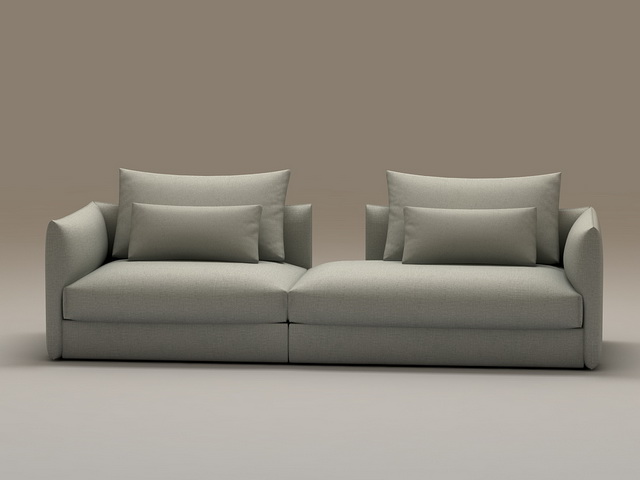 Two-seater upholstered sofa 3d rendering