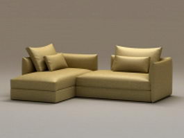 2 piece chaise sofa 3d preview