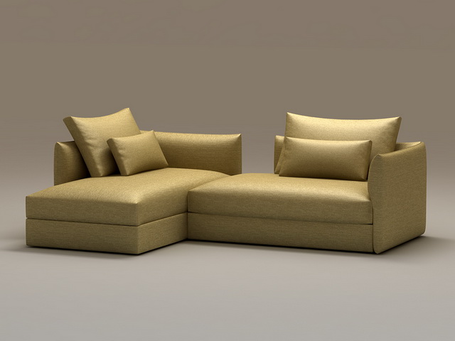 2 piece chaise sofa 3d rendering