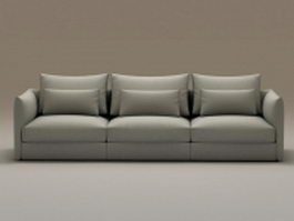 Three seats cushion couch 3d model preview