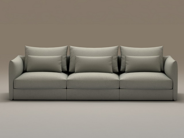 Three seats cushion couch 3d rendering
