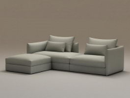3 piece chaise sofa with ottoman 3d model preview