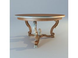 Round antique coffee table 3d model preview