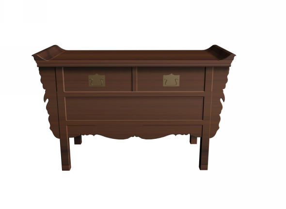 2 drawer antique console table 3d rendering