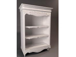 White antique bookshelf 3d model preview