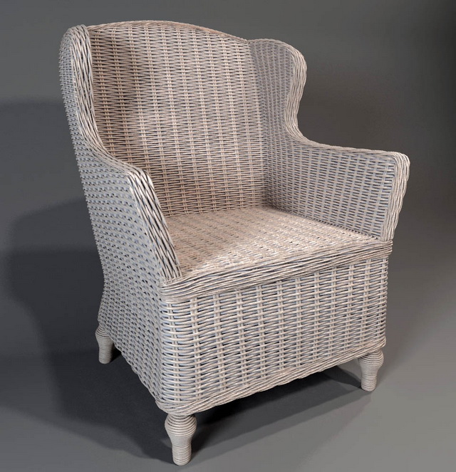 Rattan armchair 3d rendering