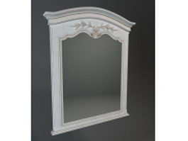 Antique style carved wood mirror 3d model preview