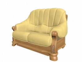 Wooden sofa settee 3d model preview