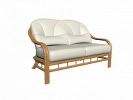 Two-seater upholstered settee 3d model preview