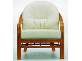 Wood base upholstered armchair 3d preview