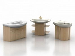 Three kinds of wood washstand 3d model preview