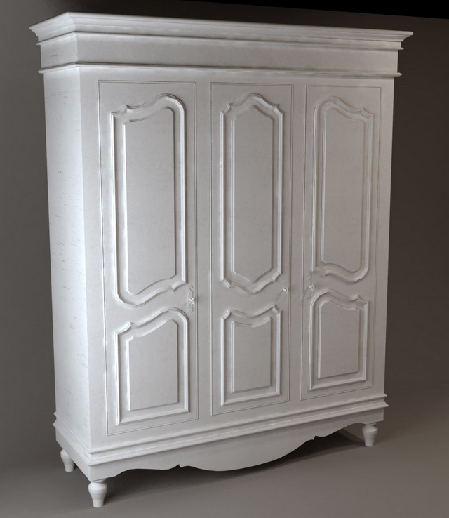 Antique white armoire 3d rendering